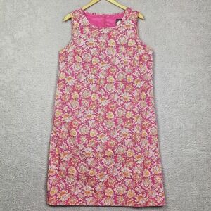Vintage Herman Geist Shift Dress Womens 14W Pink Orange Floral Paisley Retro